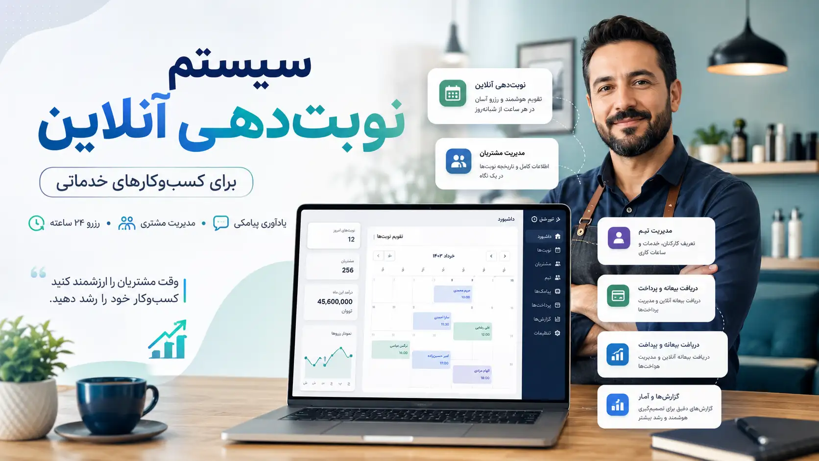 رزرو سیستم چیست؟ معرفی کامل سیستم نوبتدهی آنلاین برای کسبوکارهای خدماتی